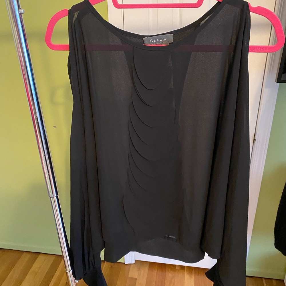 Black chiffon long sleeve size large